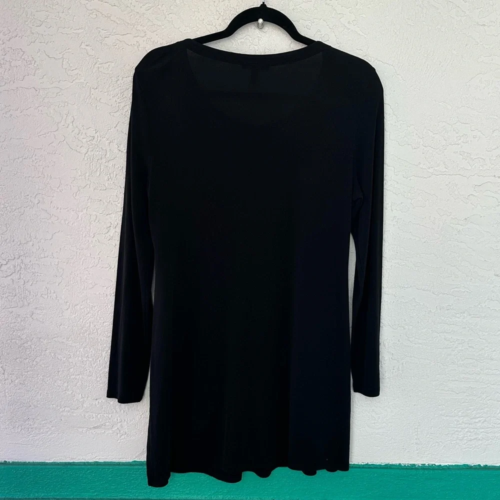 Eileen Fisher Silk Mini Dress Black Medium Long Sleeve - Picture 2 of 5